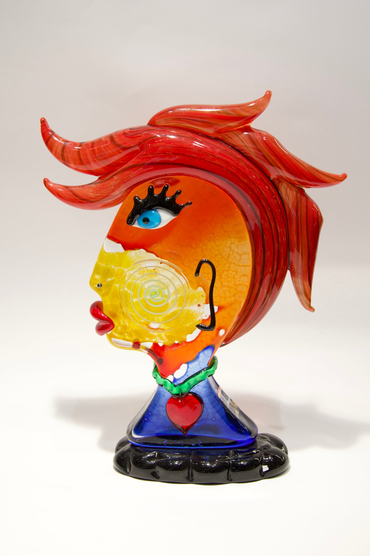 Teste in stile Picasso grandi in vetro di Murano