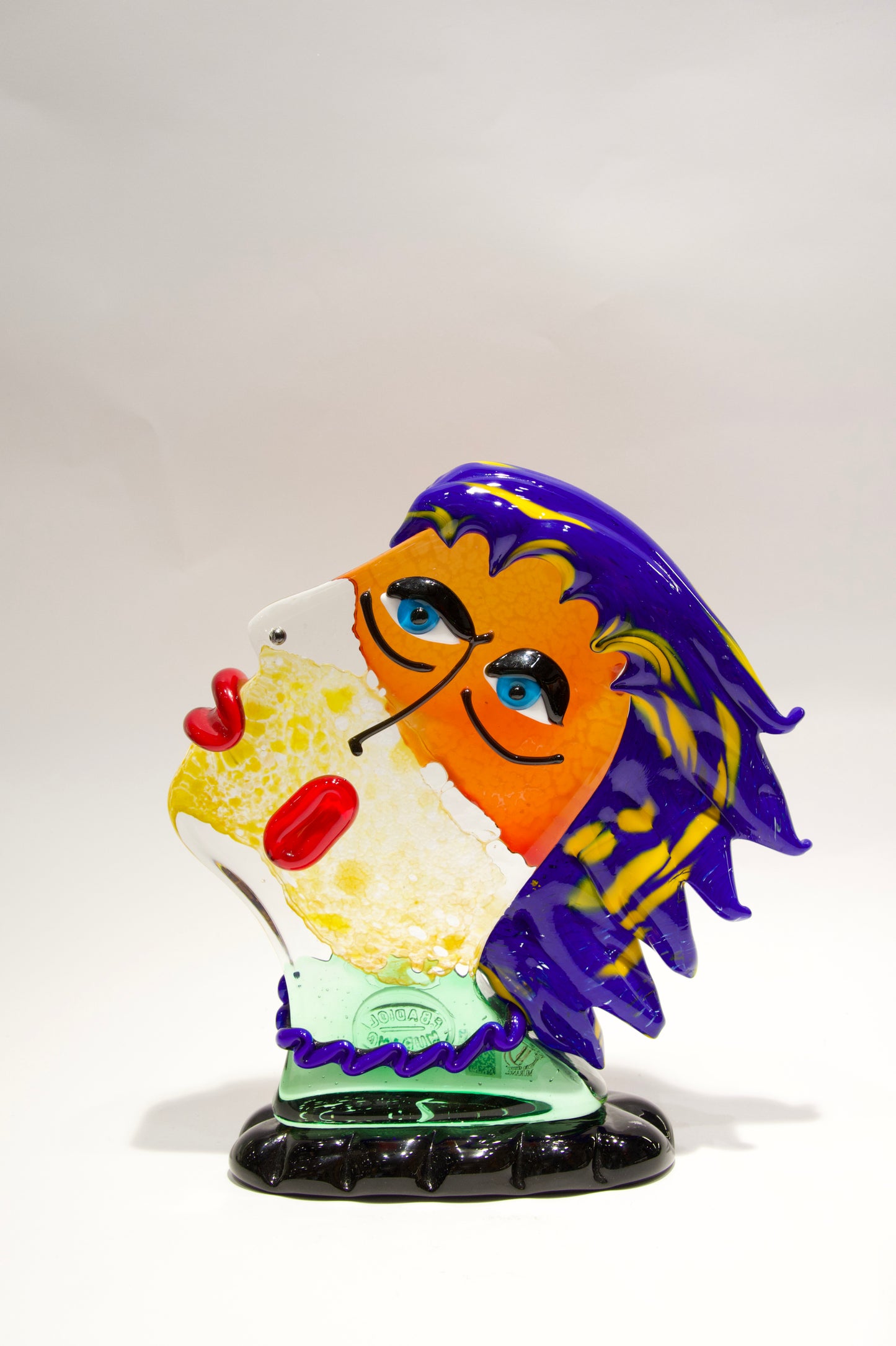 Teste in stile Picasso grandi in vetro di Murano