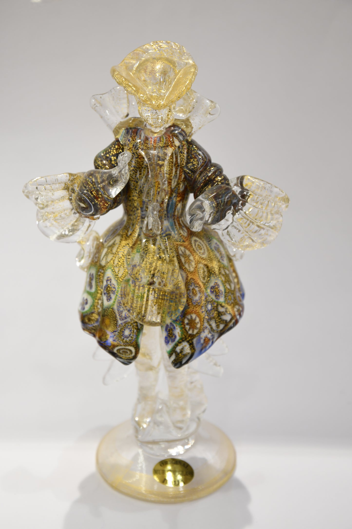 Coppia di Casanova e Dama del 700 veneziano con foglia oro 24kt e murrine.