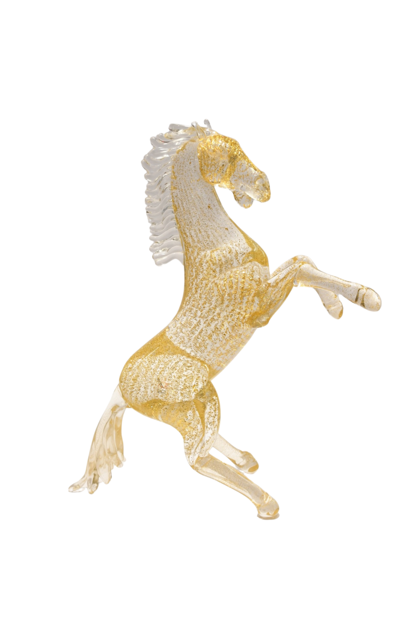 Cavallo con oro 24kt in vetro di Murano