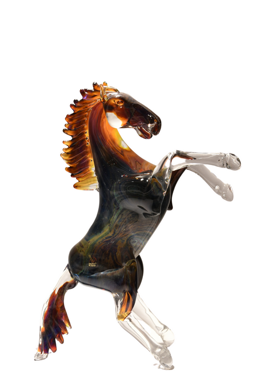 Horse in chalcedony and Murano glass