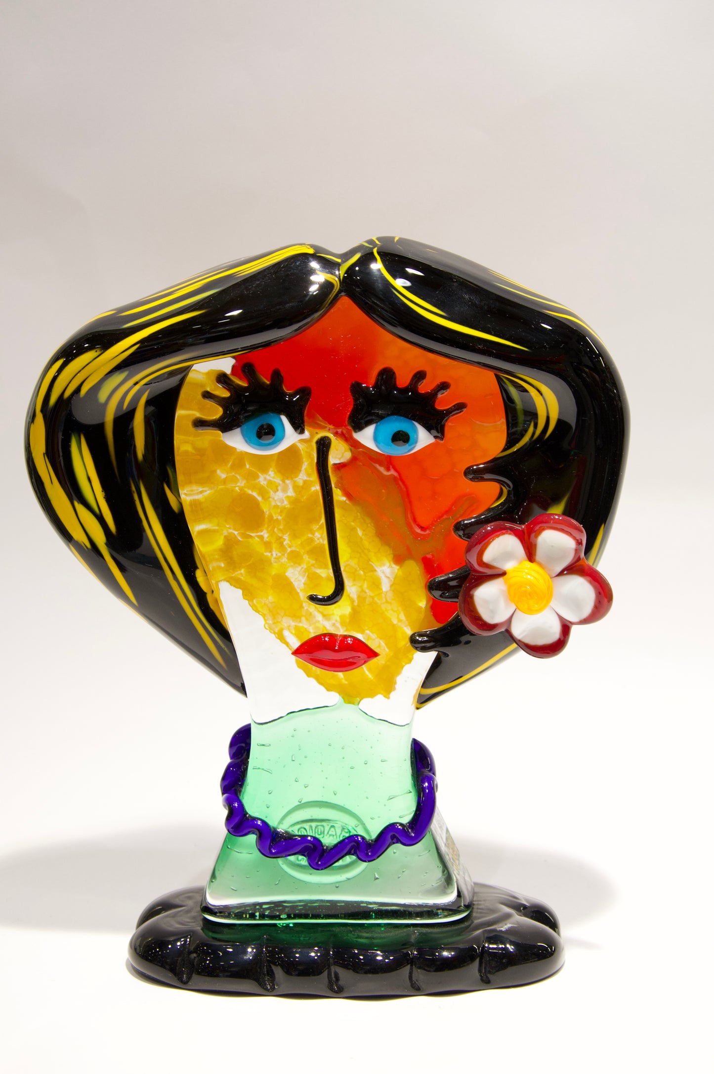 Large Picasso style heads in Murano glass