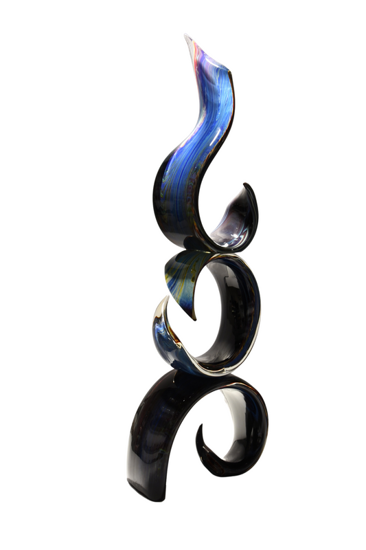 Triple Ribbon sculpture in Murano glass and chalcedony