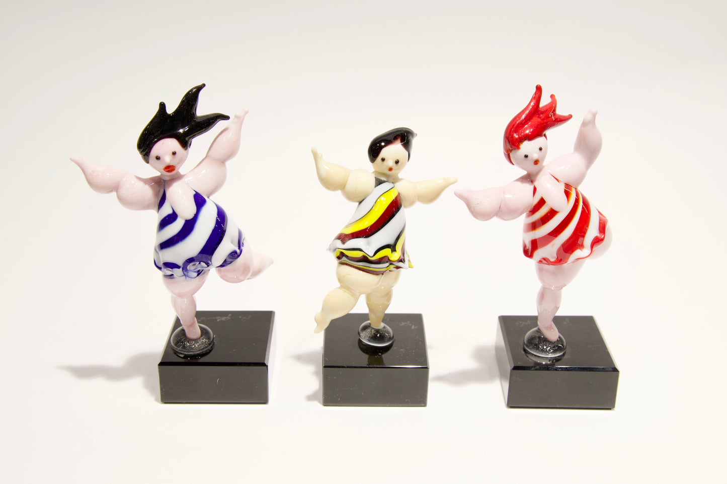 Botero style ballerinas in Murano glass