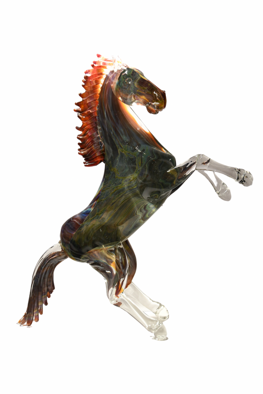 Large horse in chalcedony and Murano glass