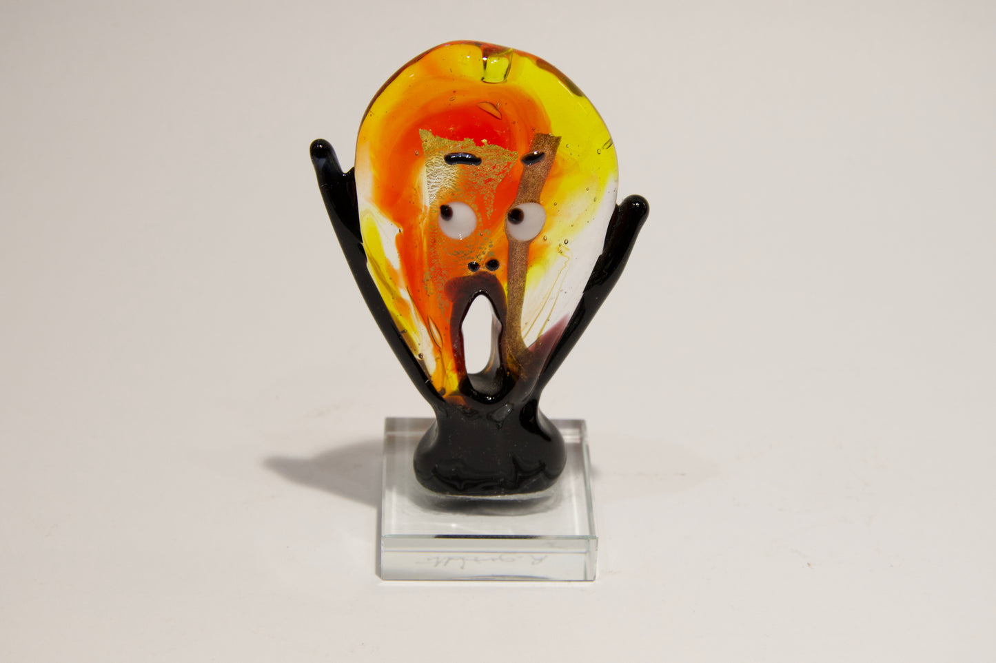 "Munch" style figurine in Murano glass with gold leaf