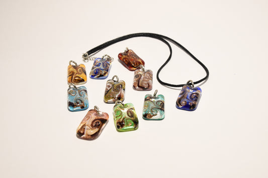 Necklace with rectangular Murano glass pendant