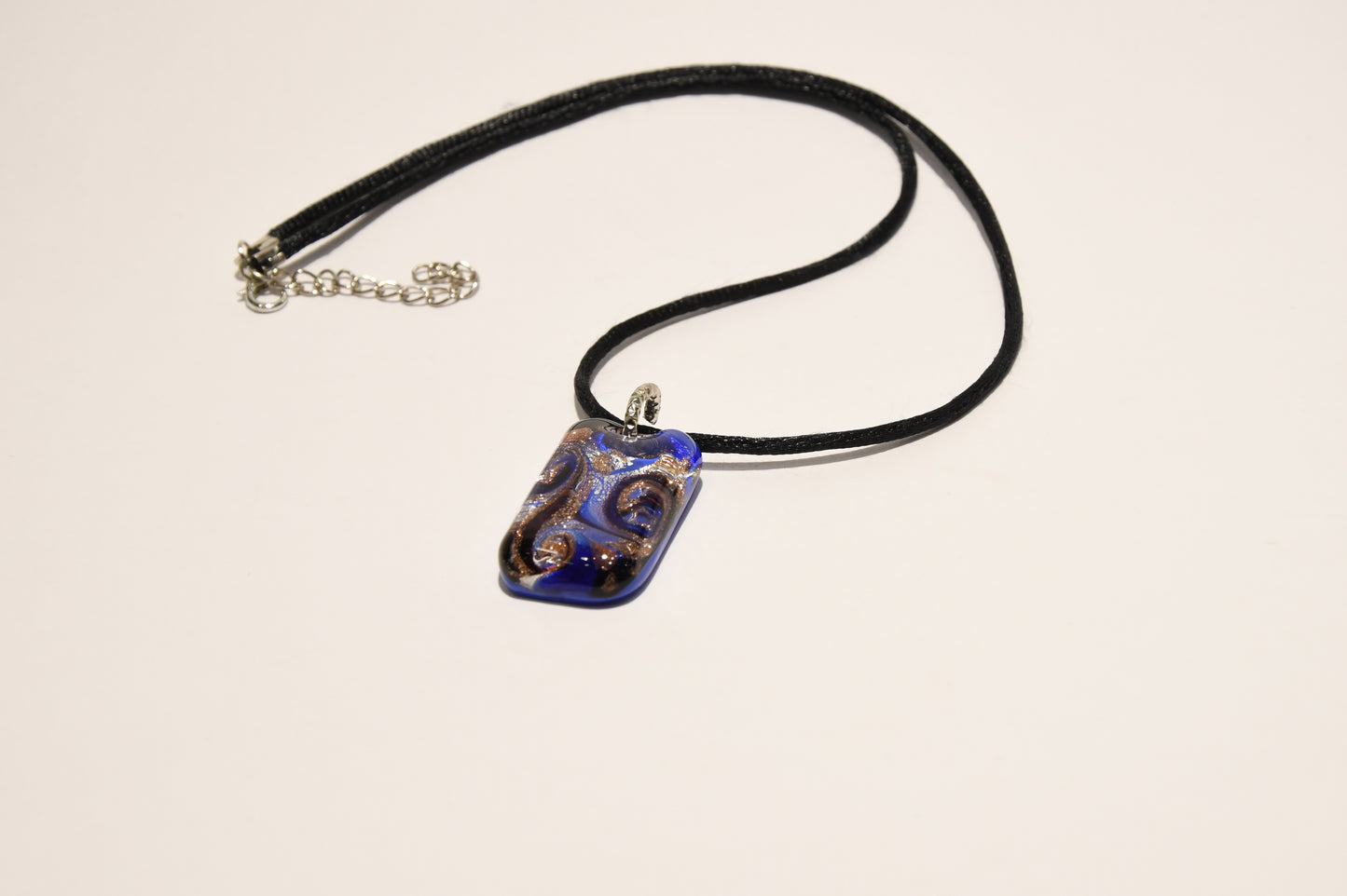 Necklace with rectangular Murano glass pendant