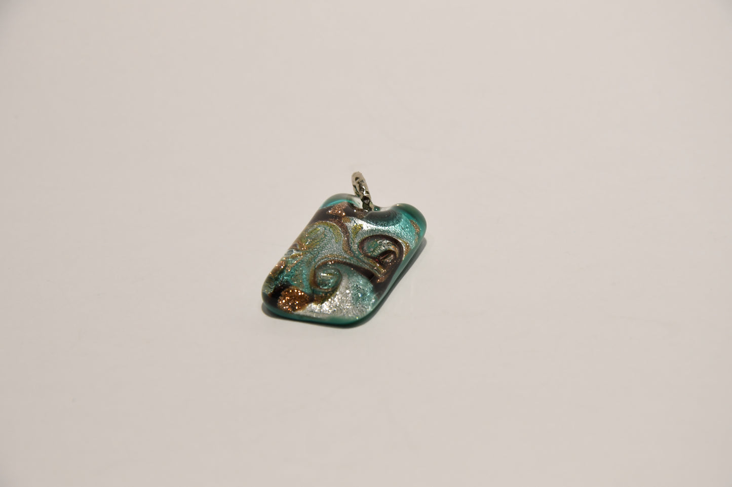 Necklace with rectangular Murano glass pendant