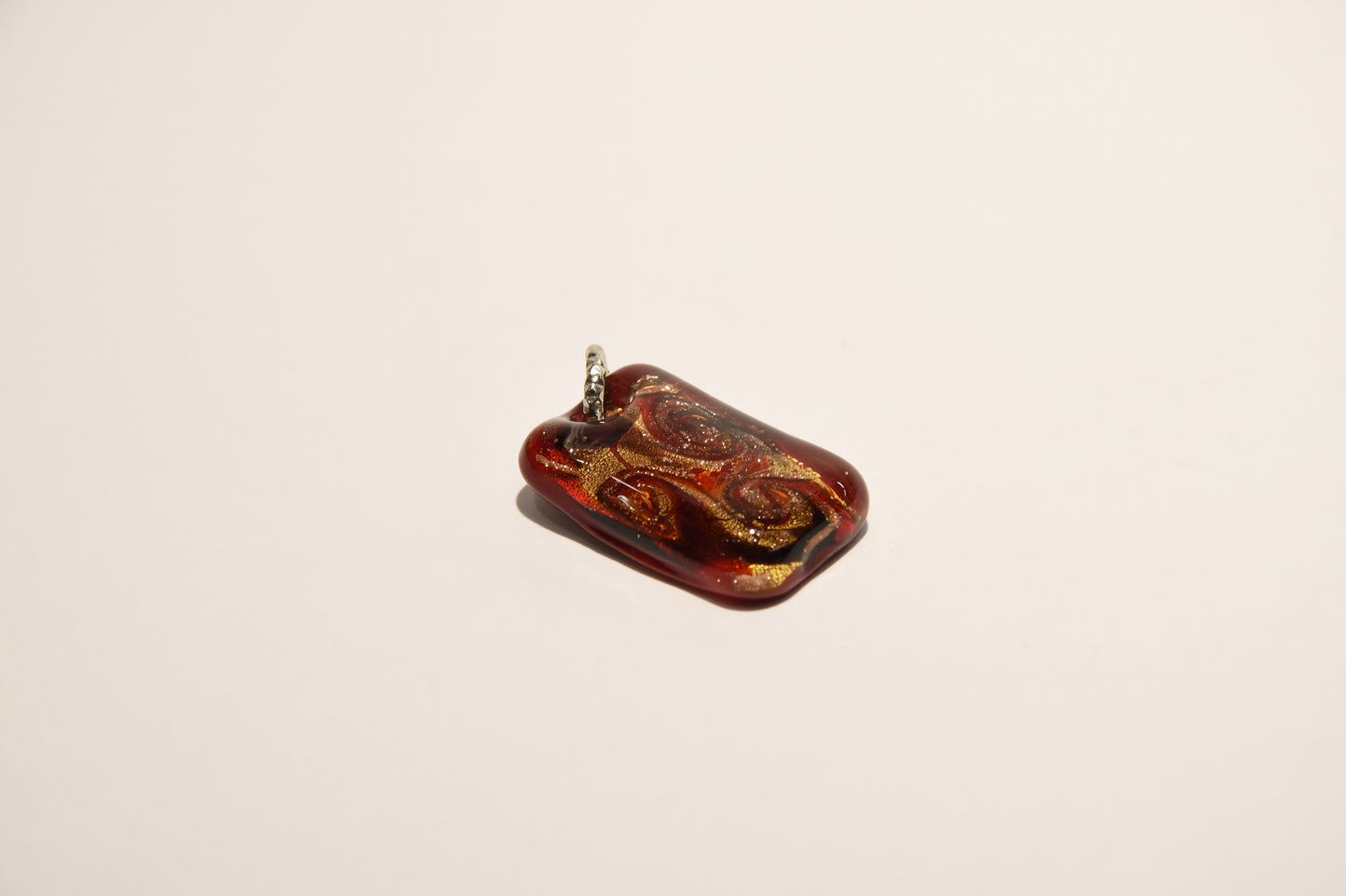 Necklace with rectangular Murano glass pendant