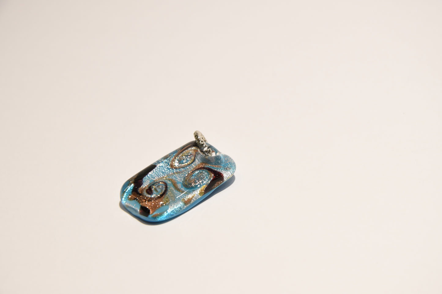 Necklace with rectangular Murano glass pendant