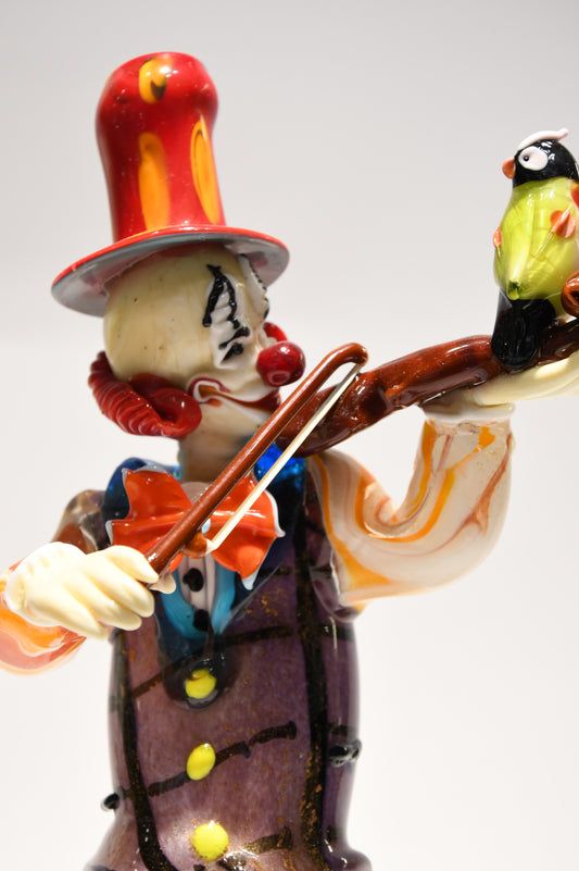 Murano glass clown with 24kt gold