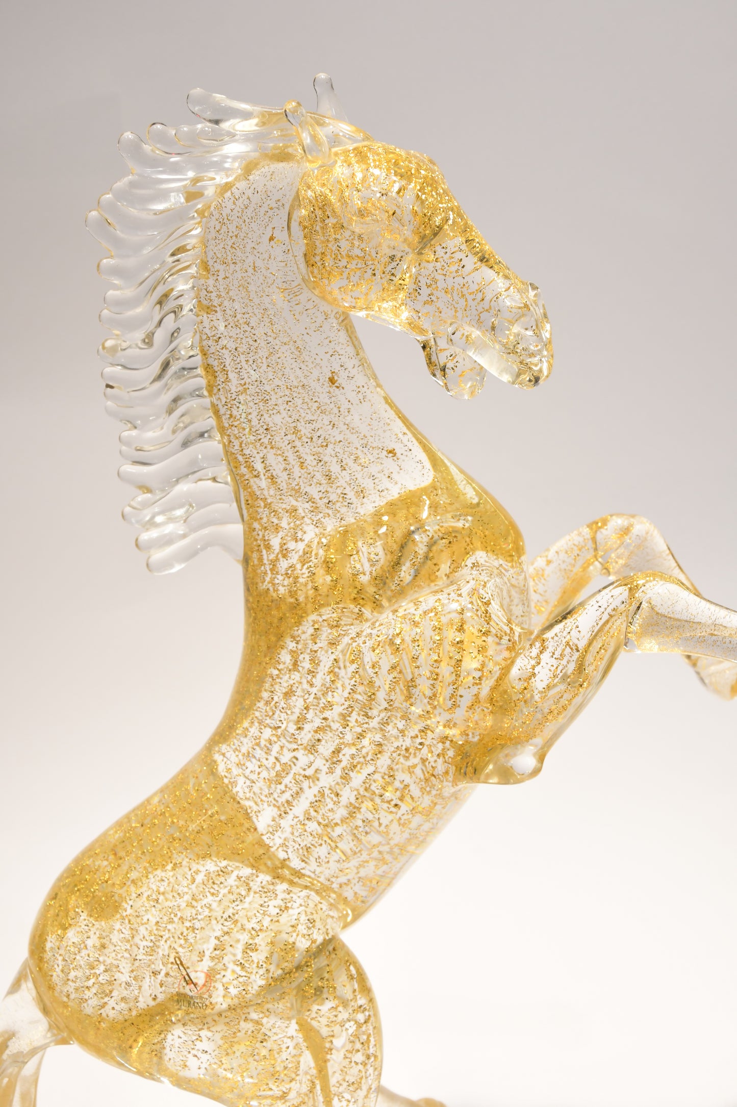 Cavallo con oro 24kt in vetro di Murano