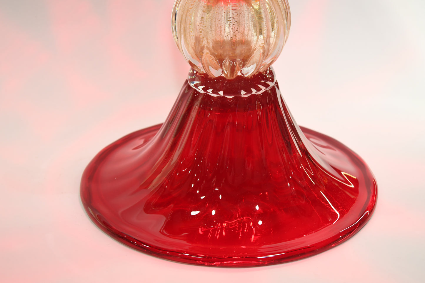 Red vase with 24kt gold drops in Murano glass