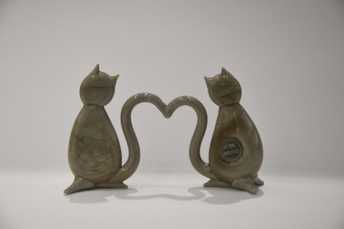 Murano glass heart cats