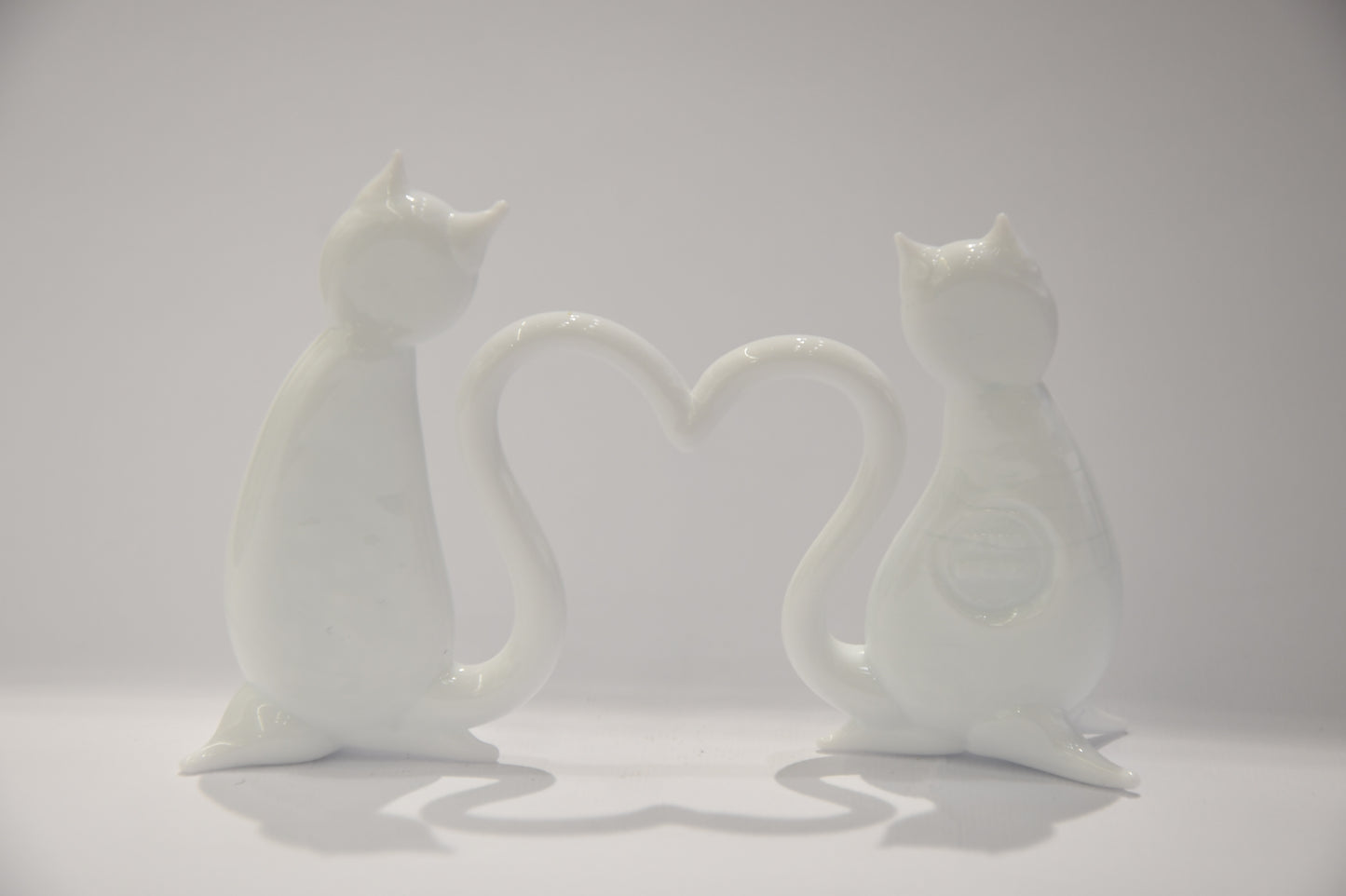 Murano glass heart cats