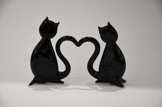 Murano glass heart cats