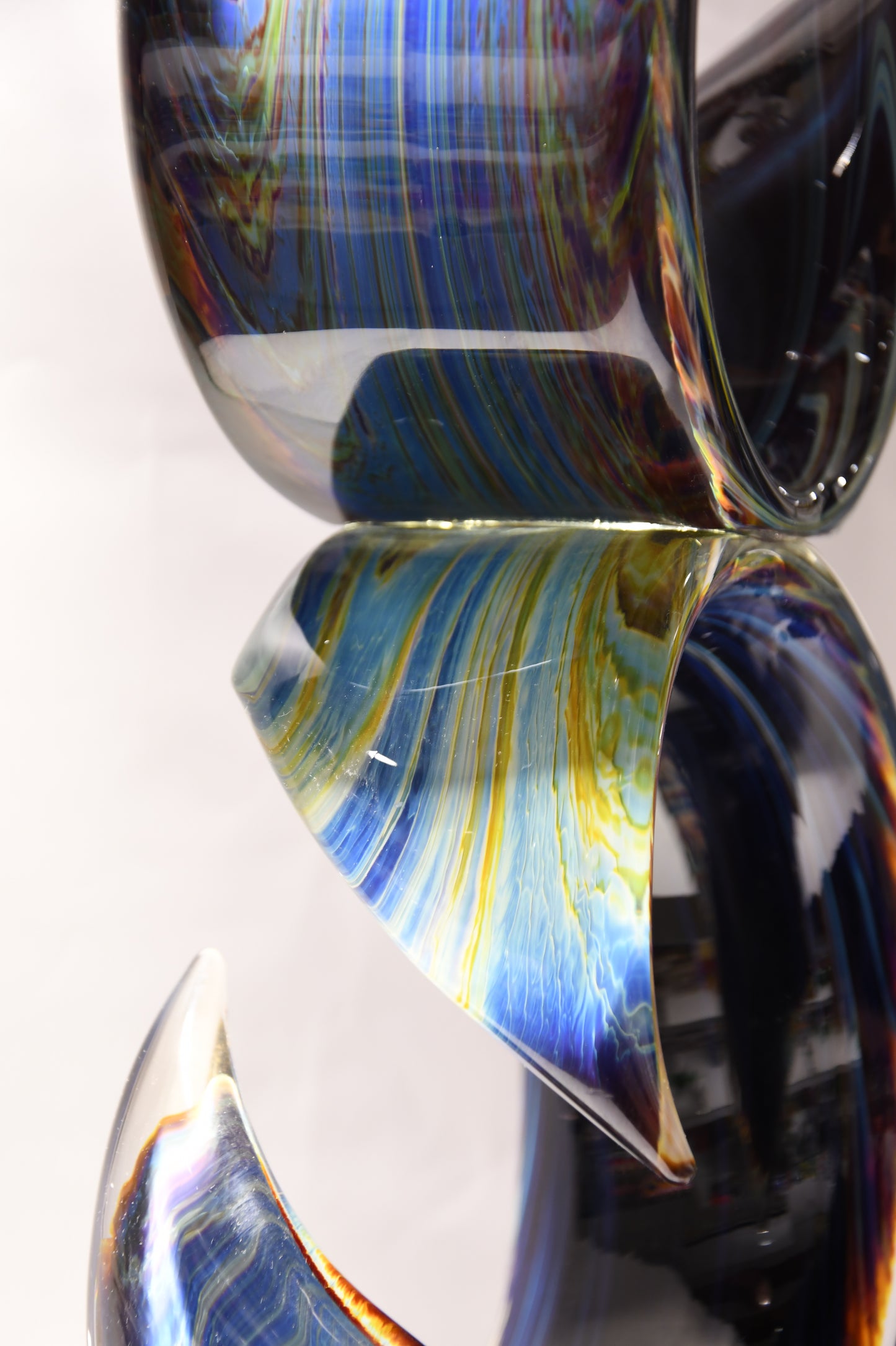 Triple Ribbon sculpture in Murano glass and chalcedony