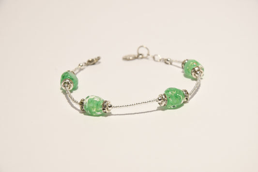 Silver bracelets with 4 pomegranate style beads in Murano glass