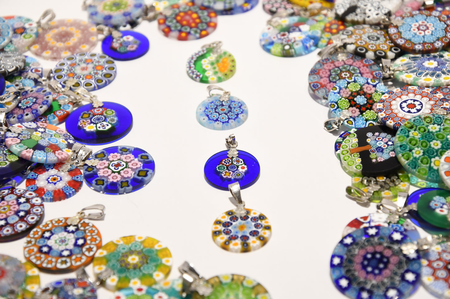 Ciondolo collana in Murrine Veneziane Millefiori con argento