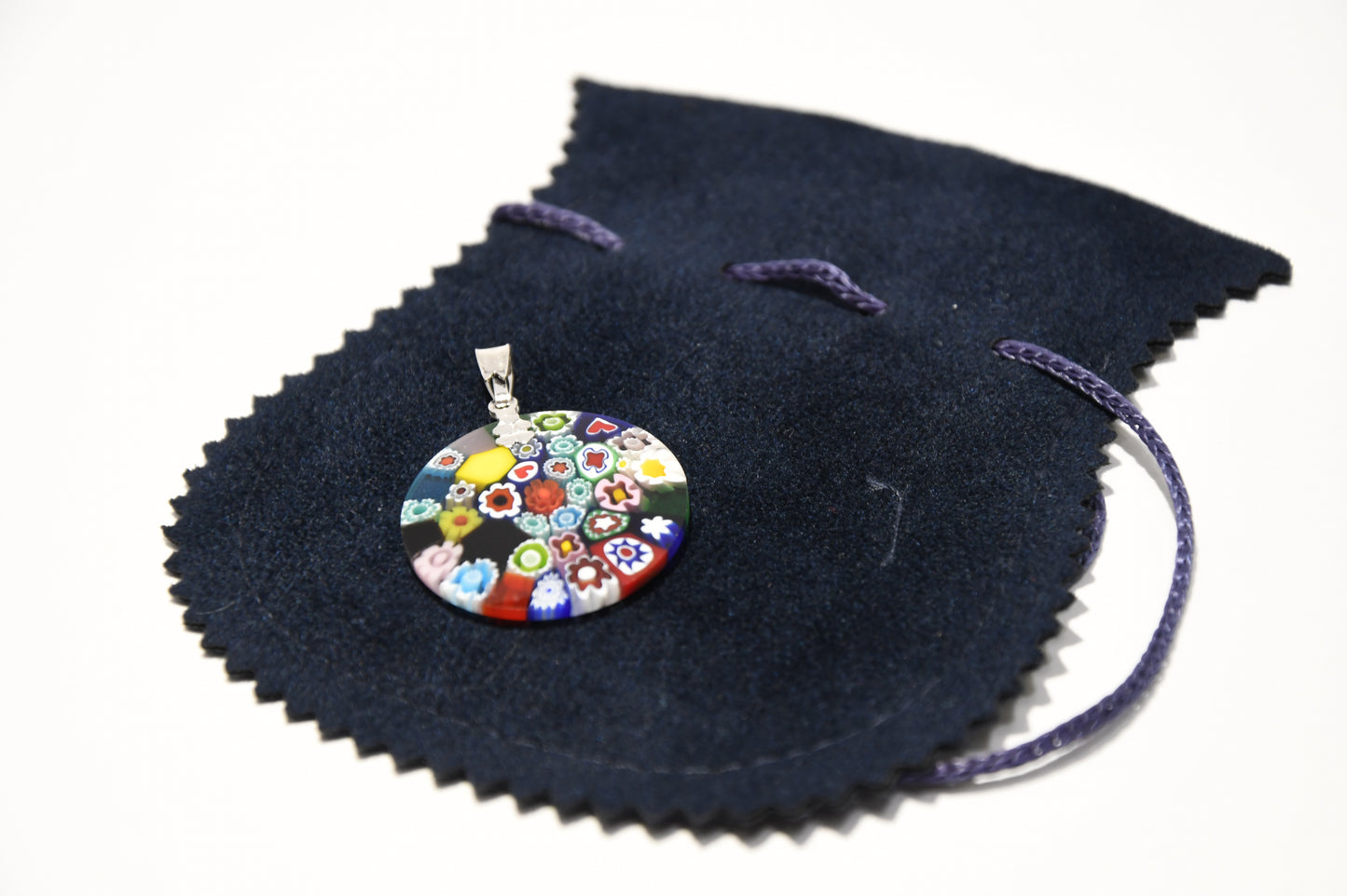 Ciondolo collana in Murrine Veneziane Millefiori con argento