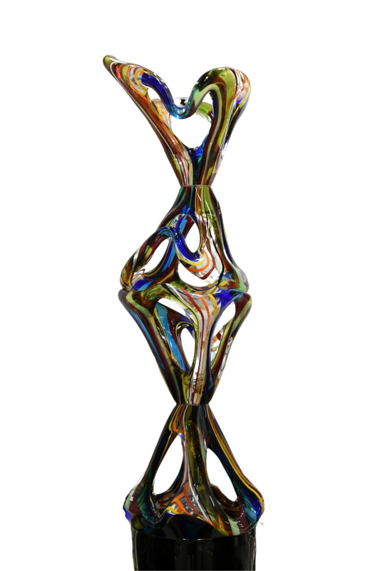 Infinity sculpture with multiple Murano glass rods