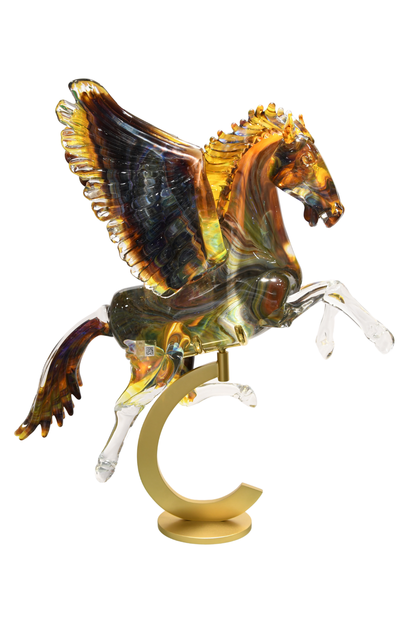 Pegaso in vetro di Murano e Calcedonio