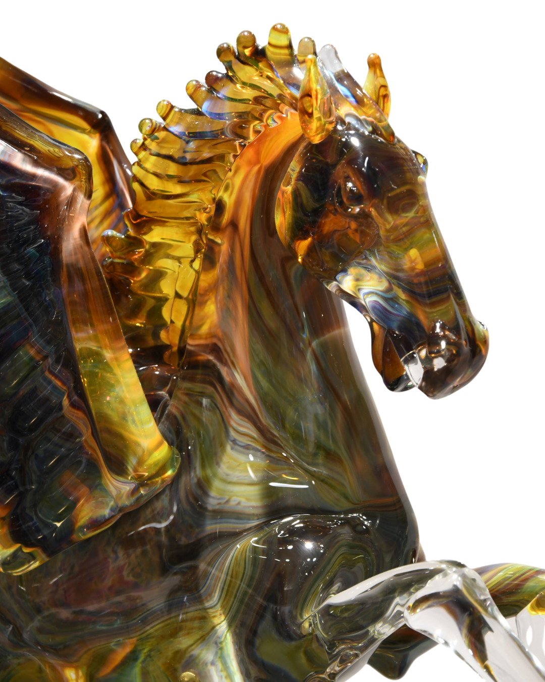 Pegasus in Murano glass and chalcedony